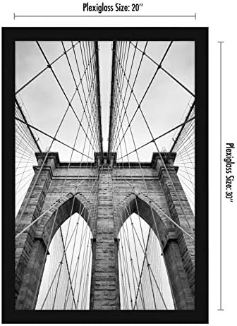 Americanflat 20x30 Poster Frame - Black Engineered Wood with Polished Plexiglass - Wide Picture Frame for Vertical or Horizontal Wall Display - Epic Collection - Black - Image 2