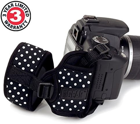 USA Gear DualGRIP Professional Grip Camera Hand Strap with Neoprene Design and Metal Plate - Compatible with Canon, Fujifilm, Nikon, Sony, and more DSLR, Mirrorless, Point & Shoot Cameras (Polka Dot) - Image 2