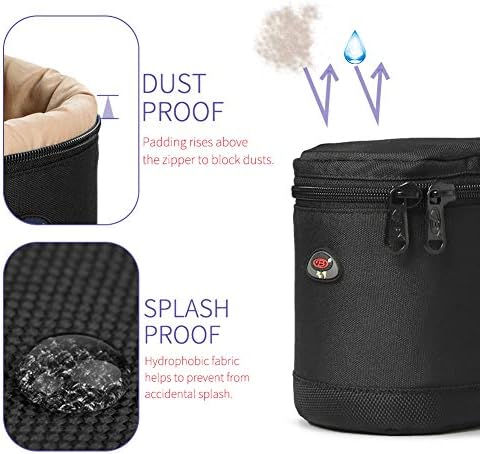 DSLR Lens Case Pouch for Small Camera Lens, Fits Up to 3.35" x 4.53" - Image 3