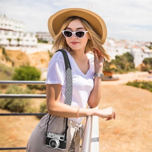 FIEIL Neck Strap Silicone Camera Straps - Padded Camera Strap, 1.5" Wide Adjustable Neck Strap - Compatible with Canon, Nikon, Sony, and More DSLR and Mirrorless Cameras (Black and White Stripes) - Image 4