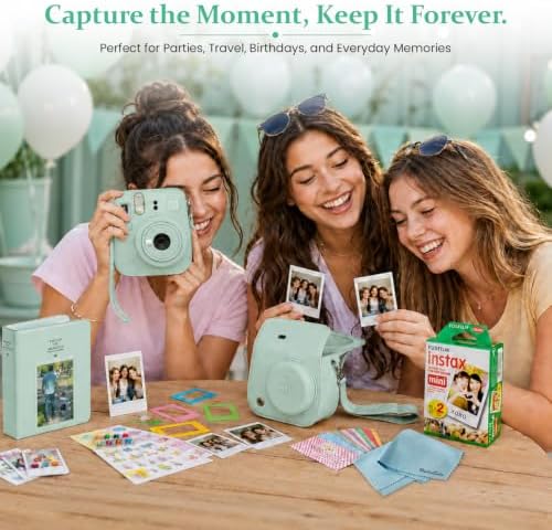 FUJIFILM instax Mini 13 Instant Camera Bundle with 20 Sheets instax Mini Film, Carrying Case, Photo Album, Assorted Photo Frames & BluebirdSales Microfiber Cleaning Cloth (Lagoon Green) - Image 5