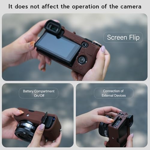 Case for Sony Alpha A6400 A6300, 2 Screen Protector, Dark Brown - Image 4