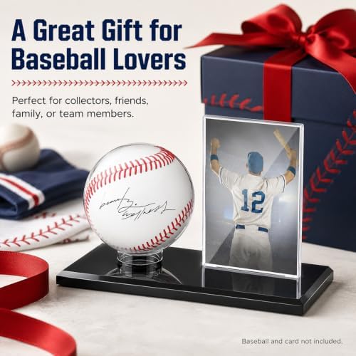 DoubleFill Acrylic Display Case Ball Cards,Black,Small,Baseball - Image 6