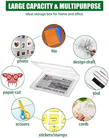Denkee 4 Pack A4 Paper Organizer Box, Plastic Scrapbook Paper Organizer Containers for Craft and Arts Storage, Portable Board Game Storage for Art Supplies 8.5" x 11" US Letter - Image 3