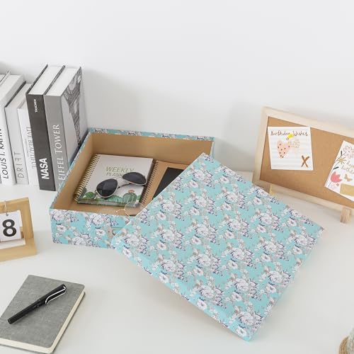 Soul & Lane - Floral Photo Storage Box, 14.8x13x3.7 In, Blue Cottage - Image 5