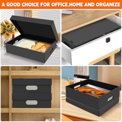 AOBOPLE 2 Pack Photo Storage Box,16" x 12" x 4" Keepsake Box with Handle Holes,Protective Storage Box for Photos Pictures Documents Artwork DIY and Souvenir,Home and Office Organizer - Image 6