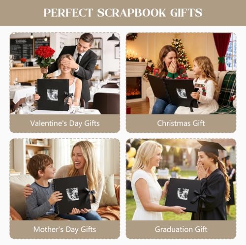INNOCHEER Photo Album - Self Adhesive 80 Black Pages, Large Scrapbook Wedding Guest Book for DIY Anniversary Travel Memory Scrapbooking (Black 12 x 12) - Image 7