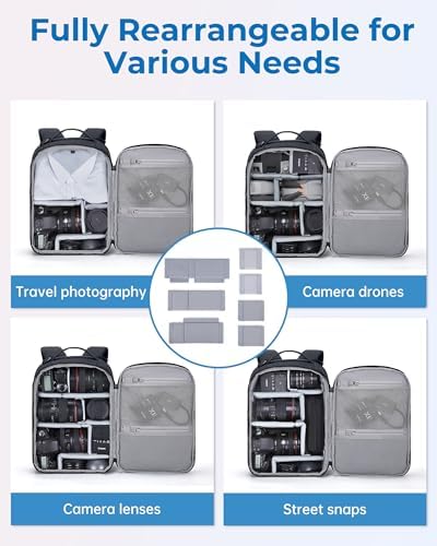 BAGSMART 2 in 1 Small Camera Backpack for DSLR, Fits 12.9" iPad, Black - Image 4