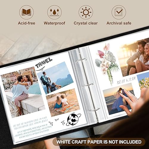 Lanpn Scrapbook Photo Album 12x12 2 Packs, Linen Cover Archival Acid Free Top Load 3 Ring Binder Folder Photo Book 12 x 12 with 30 Plastic Sleeves 60 Pages Purple - Image 5