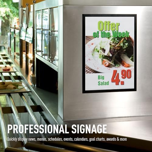 Durable Duraframe Business & Store Self Adhesive Magnetic Sign Holder in Tabloid-Size 11" x 17" Inches - Black Frame - Pack of 4 - Image 3