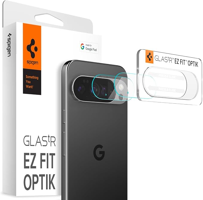 Spigen Glas.tR EZ FIT Optik Camera Lens Protector for Pixel 10 Pro | GlasTR EZ Fit Optik, 9H+ Tempered glass, Scratch resistant, Original photo quality, Auto-align tray, Case-friendly, 2Pack by Unknown