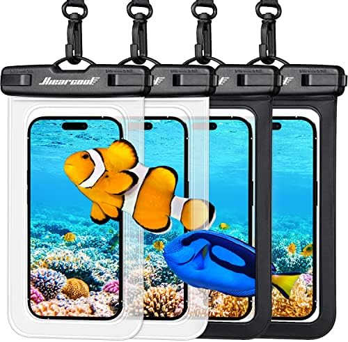 Hiearcool Waterproof Phone Pouch, Waterproof Phone Case, Black&Clear 4-Pack by Hiearcool