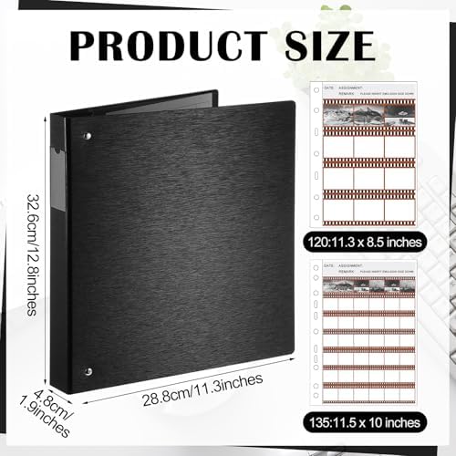 Feifeiya Film Negative Storage Box Set Acid Free Film Protector 3 Ring Film Negative Sleeves Binder 50 Pcs Negative Page Preservers for 120 Film Negative Storage and 135 35mm Negative Sleeves(Black) - Image 2