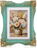 Vintage Picture Frame 5x7, Antique Ornate Unique Photo Frame Décor, Teal by Arborus