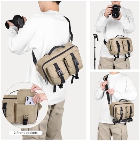 TAAOKA Camera Sling Bag,DSLR Camera Bag with Tripod Holder,Waterproof Camera Shoulder Crossbody Bag for Photographers(Coffee) - Image 6