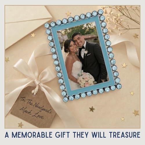 2x3 Mini Picture Frame: Sky Blue Enamel + Blue Rhinestones - Image 4