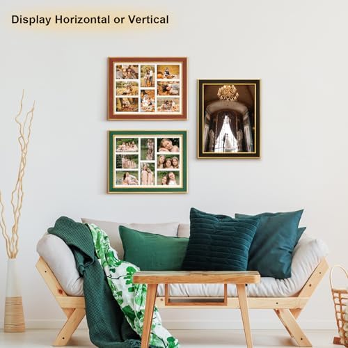 Suede 13x17 Picture Frame Display 8 Opening 4x6 Picture Frames Collage Wall Decor with Mat,Multi Photo Frame for Plexiglass,Wall Decor,1Pack,Green - Image 7