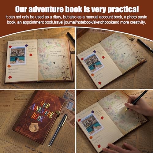 Our adventure Book 144 Pages 5.1 * 7 Inch Hardcover Journal Scrapbook Photo Album,Retro Style Embossed Letter Cover Travel Diary Journal Scrap Book For Couples,Memory Book For Anniversary Wedding - Image 7