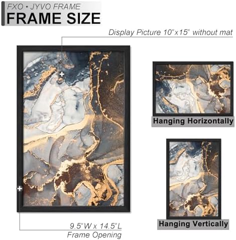 Fxojyvo 10x15 Picture Frame Set of 2 Black Engineered Wood Wall Hanging - Image 4