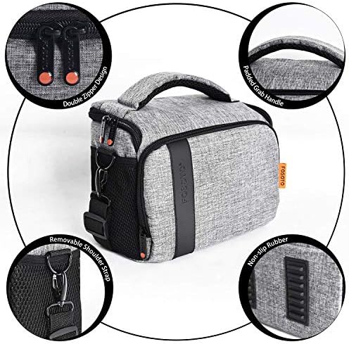 FOSOTO Compact SLR/DSLR Stylish Camera Bag Case Compatible for Nikon P900 B500 D3500 D5600 D7500, Canon EOS T6 T7i T5 4000D 80D, Sony A73 Mirrorless Camera Shoulder Case Waterproof Rain Cover (Gray) - Image 5
