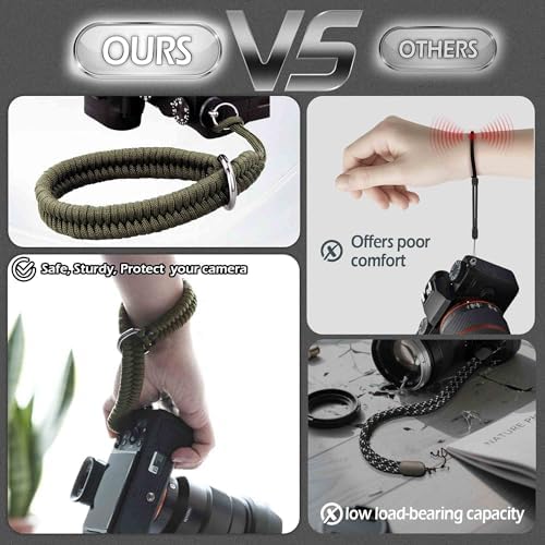 Paracord Camera Wrist Strap Lanyard-Quick Release for DSLR Mirrorless Green - Image 3