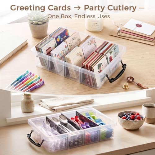 Citylife 4PC Clear Plastic Storage Box with 3 Removable Dividers - Image 6