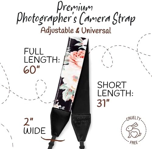 Art Tribute Camera Strap - Shoulder, Crossbody & Neck Camera Strap for Photographers, Fits All Cameras, Canon Nikon Sony Fujifilm, Padded Strap W/Quick Release, Embroidered Cotton & Leather Ends - Image 5