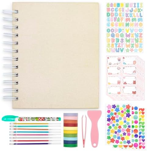 Scrapbook Self Adhesive Photo Album 25 Pages Hard Cover DIY Photo Album for Instant Camera Print Paper with DIY Accessories (Beige) by Hearoo