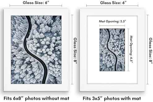 Americanflat 6x8 Picture Frame - Matted to 3x5 - Engineered Wood - White - Image 2