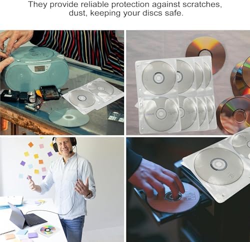 50 Pcs CD DVD Poly Sleeves, 3 Rings CD Sleeves Binder Refill Pages - Image 6