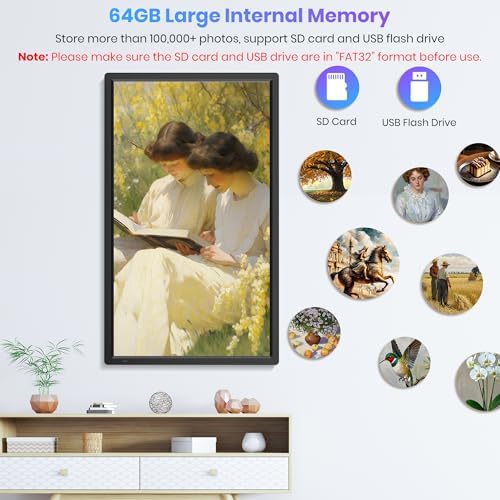 64GB 32" Large Digital Picture Frame, Uhale WiFi Electronic Photo Frames with 1920 x 1080 FHD IPS Screen, Support Auto-Rotate Wall Mounted SD&USB Card, Share Photos/Videos from Phone Instantly - Image 4