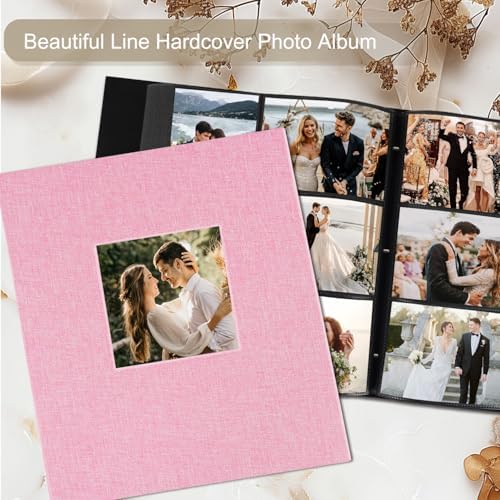 Artmag Fabric Photo Album 4x6 600 Large Capacity for Family Wedding Anniversary Linen Album Holds 600 Horizontal and Vertical Photos (600 Pockets, Pink) - Image 4