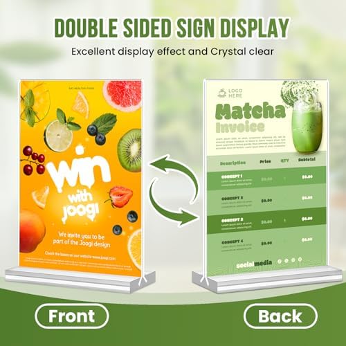 Acrylic Sign Holder 5x7, 25 Pack Clear Double Sided Table Menu Vertical Display, Plastic Flyer Display Stand, Paper photo Plastic Sign Frame Suitable for Restaurants Office Store Hotels, Show Fair - Image 4