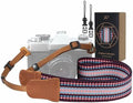 Padwa Lifestyle Striped Purple Camera Strap - 1.5" Soft Cotton Rope Weave Crazy Horse Cowhide Head Camera Straps for Photographers and All Cameras,Cute Adjustable Vintage Woven Strap for Adults&Youth by PadwaLifestyleCameraStrap