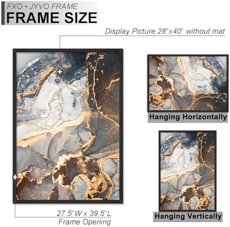 Fxojyvo 28x40 Picture Frame Set of 2 Black Engineered Wood Wall Hanging - Image 4