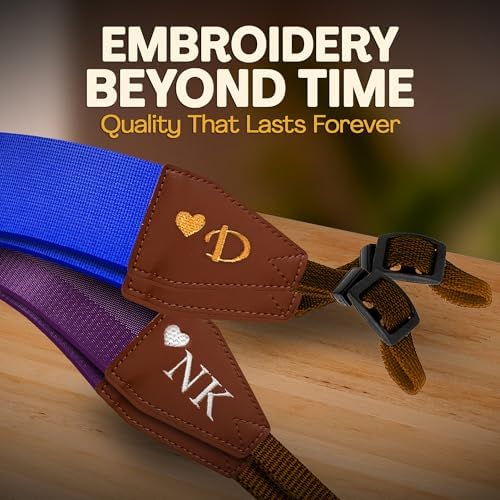 Art Tribute Camera Strap Personalized With Name - Shoulder, Crossbody & Neck Camera Strap for Photographers, Fits All Cameras, Canon Nikon Sony Fujifilm, Padded Strap W/Quick Release & Leather Ends - Image 6