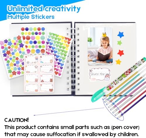 Scrapbook Self Adhesive Photo Album 25 Pages Hard Cover DIY Photo Album for Instant Camera Print Paper with DIY Accessories (White) - Image 6
