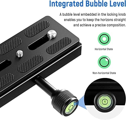 NEEWER Quick Release Plate with Clamp Adapter Set, 120mm QR Plate with Clamp, 3/8"&1/4" Screw, Bubble Level, 3/8” to 1/4” Screw Adapter, Compatible with Arca Swiss Tripod Monopod Ball Head - Image 7