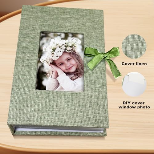 Photo Album 4x6 100 Pockets, Slip-in Picture Albums, Linen Cover Top Loader Vertical Pockets Albums for Baby, Kids Boy Girls, Wedding, Family, Anniversary, Grass Green - Image 4