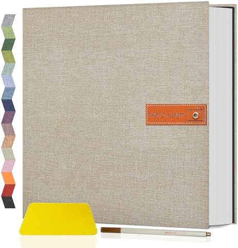 Popotop Large Photo Album Self Adhesive 4x6 5x7 8x10 Scrapbook Album DIY Picture Book,Gifts for Mom,Family Baby and Wedding,with Metal Pen and Plastic Board by Popotop