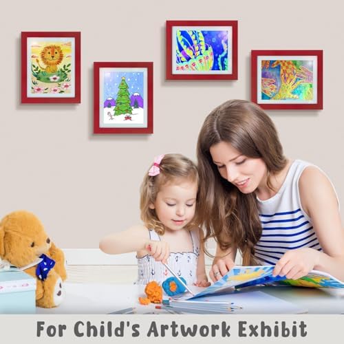 2 Pack 10x12.5 Front-Opening Kids Artwork Frames Changeable (Red) - Image 4