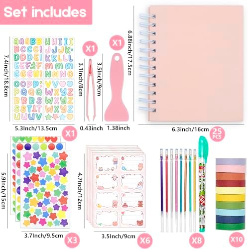 Scrapbook Self Adhesive Photo Album 25 Pages Hard Cover DIY Photo Album for Instant Camera Print Paper with DIY Accessories (Pink) - Image 2