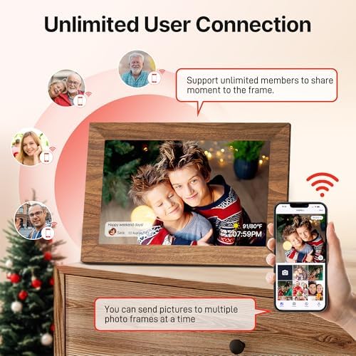 Uhale Digital Picture Frame 32GB Storage 10.1 Inch Wood WiFi Electronic Photo Frames SD Card Slot IPS Touch Screen HD Display Auto Rotate Slideshow Share Videos Photos Instantly Send Wishes Remotely - Image 5