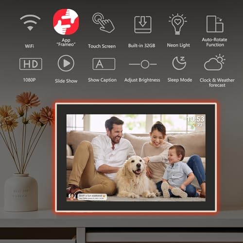32GB FRAMEO 10.1 Inch WiFi Digital Photo Frame, 1280x800 HD IPS LCD Touch Screen, Auto-Rotate, 32GB Storage, Support USB Drive/SD Card Extend Storage, Share Moments via Frameo App - Image 2