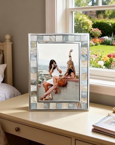 Mother of Pearl Picture Frame 5x7, Grey+White, 1pc - Image 3