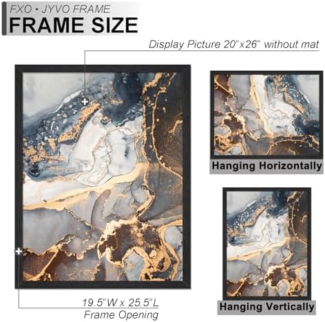 Fxojyvo 20x26 Picture Frame Set of 2 Black Engineered Wood Wall Hanging - Image 4