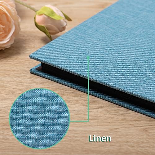 Photo Album Self Adhesive Scrapbook 3x5 4x6 5x7 6x8 Magnetic Album DIY Scrap Book 11x10.6 Inch 40 Black Sticky Pages Linen Cover DIY Photo Album(Sky Blue) - Image 4