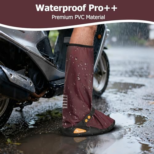 IwIeIaIrI PVC Waterproof Rain Boot Covers with Safety Reflector, Red, 2XL - Image 3