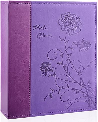 Photo Album 8x10 Clear Pages Pockets Leathe Cover Slip Slide in Photo Album Holds 100 Vertical 8x10 Photos Picture Book for Wedding Family (Purple) by Miaikoe