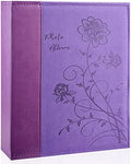 Photo Album 8x10 Clear Pages Pockets Leathe Cover Slip Slide in Photo Album Holds 100 Vertical 8x10 Photos Picture Book for Wedding Family (Purple) by Miaikoe